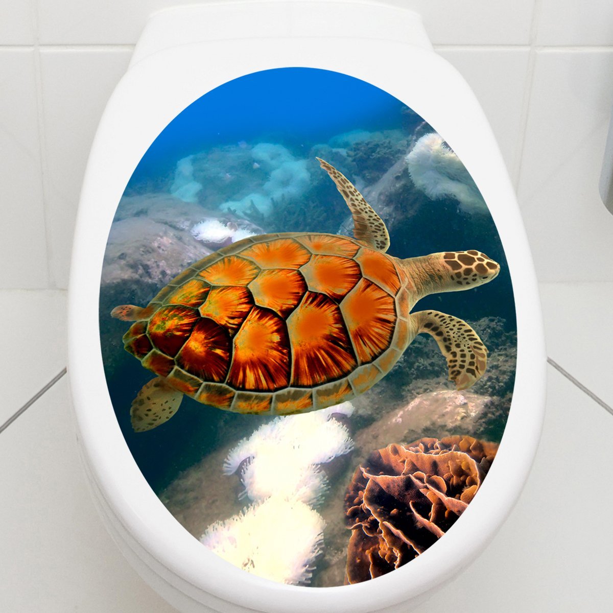 Наклейка на туалет Черепаха Кришка унітазу 30 x 40 см, фото №2