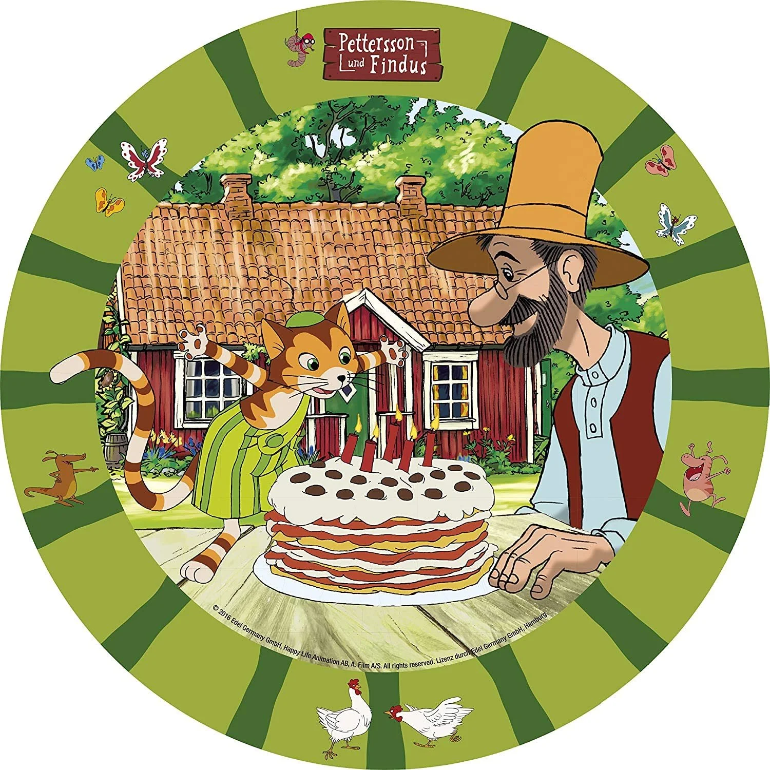 Набір посуду для вечірки Тарілки Чашки Серветки Pettersson and Findus 52 шт для 16 дітей, фото №2