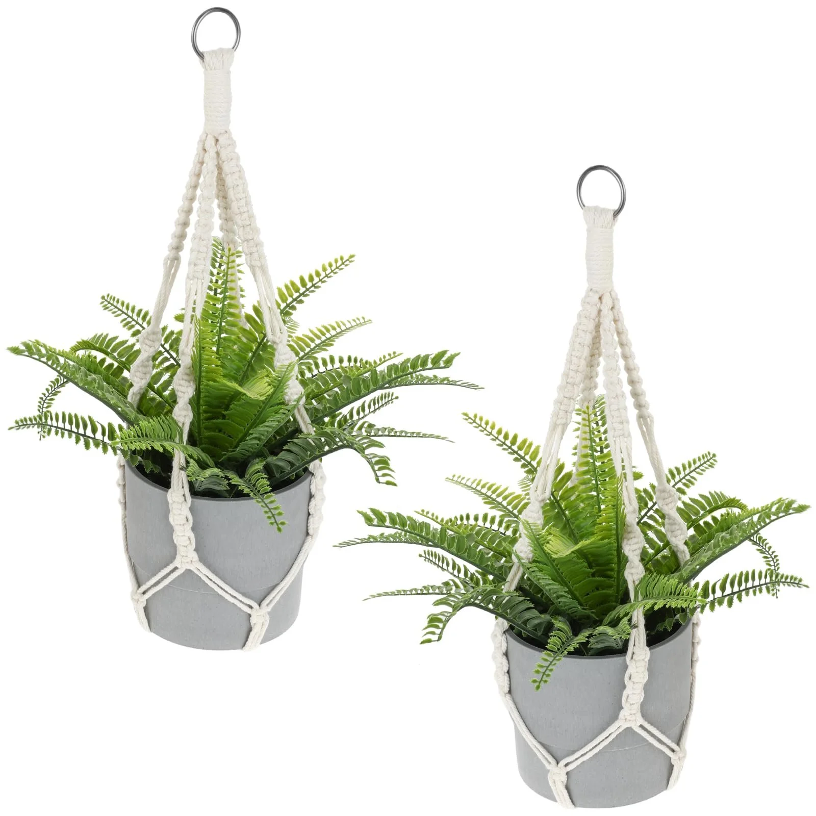 Подвесные корзины макраме Jeffdad Набор из 2 шт Хлопковая веревка Бежевый 50 см, фото №1