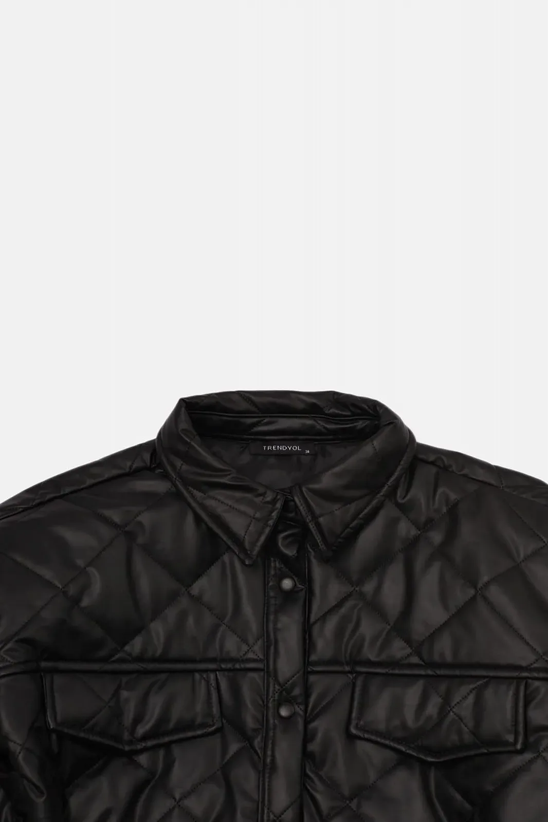 Пальто TRENDYOL Женское Черное Из Искусственной Кожи С Арочной Прострочкой, фото №7 Пальто TRENDYOL Женское Черное Из Искусственной Кожи С Арочной Прострочкой, фото №7