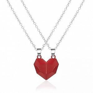 Парний червоний кулон на шию для закоханих на магніті - Фото 1