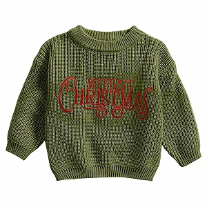 Детский рождественский джемпер My First Christmas Outfit для мальчиков и девочек, рождественский вязаный джемпер для новорожденных с длинными рукавами, вязаная одежда для малышей - Фото 1