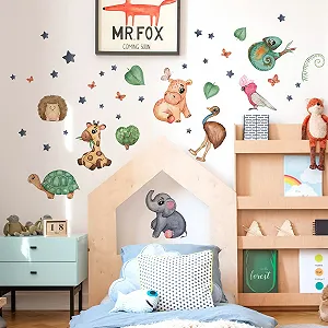 Наклейка на стіну WandSticker4U Дитячі тварини Сафарі 78 x 57 см synthetic.ua - Фото 1