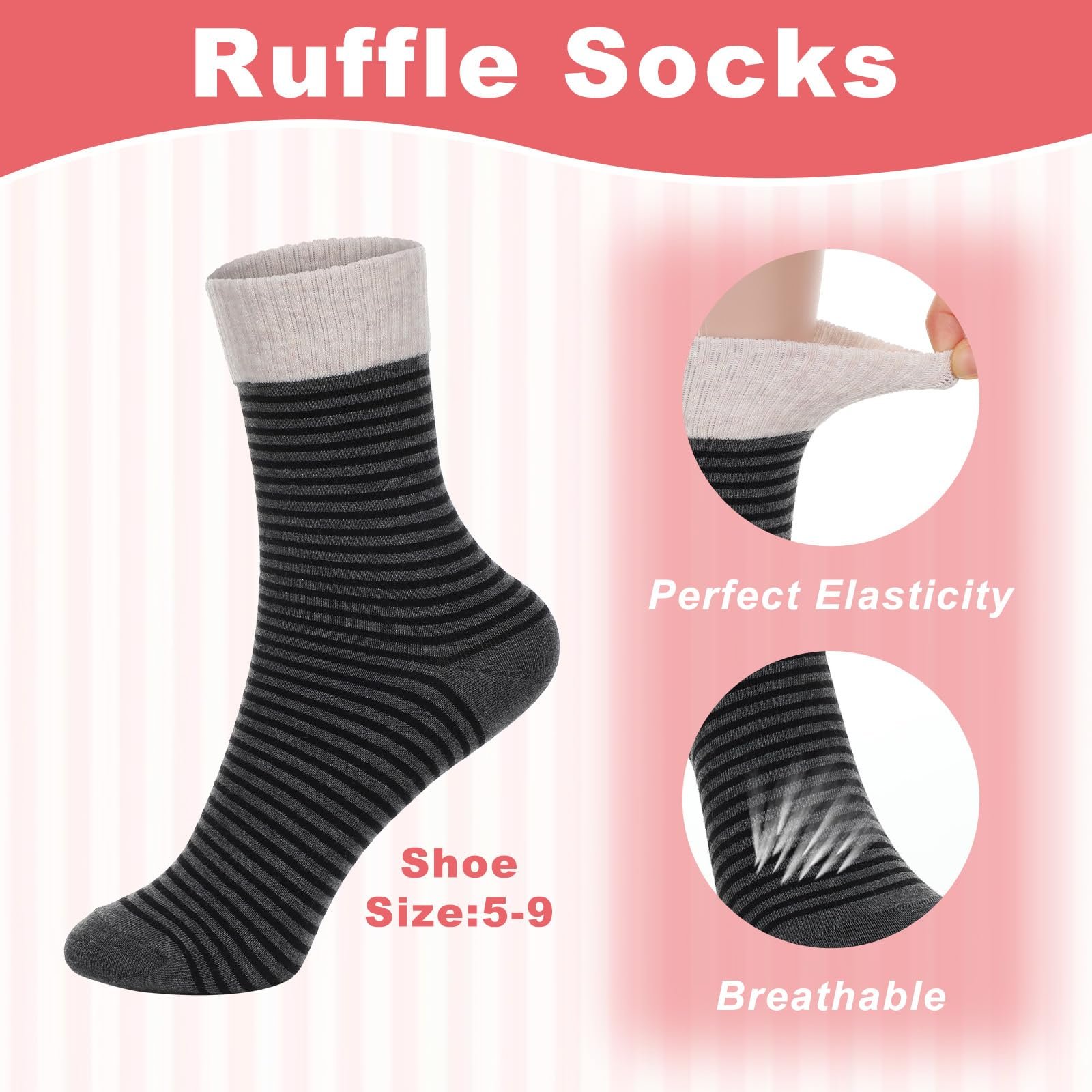 Носки Ouligay, 4 пары, хлопковые, цветные, спортивные носки, теннисные носки, ретро, полосатые, для бега, тенниса, работы, отдыха, спорта, фото №5