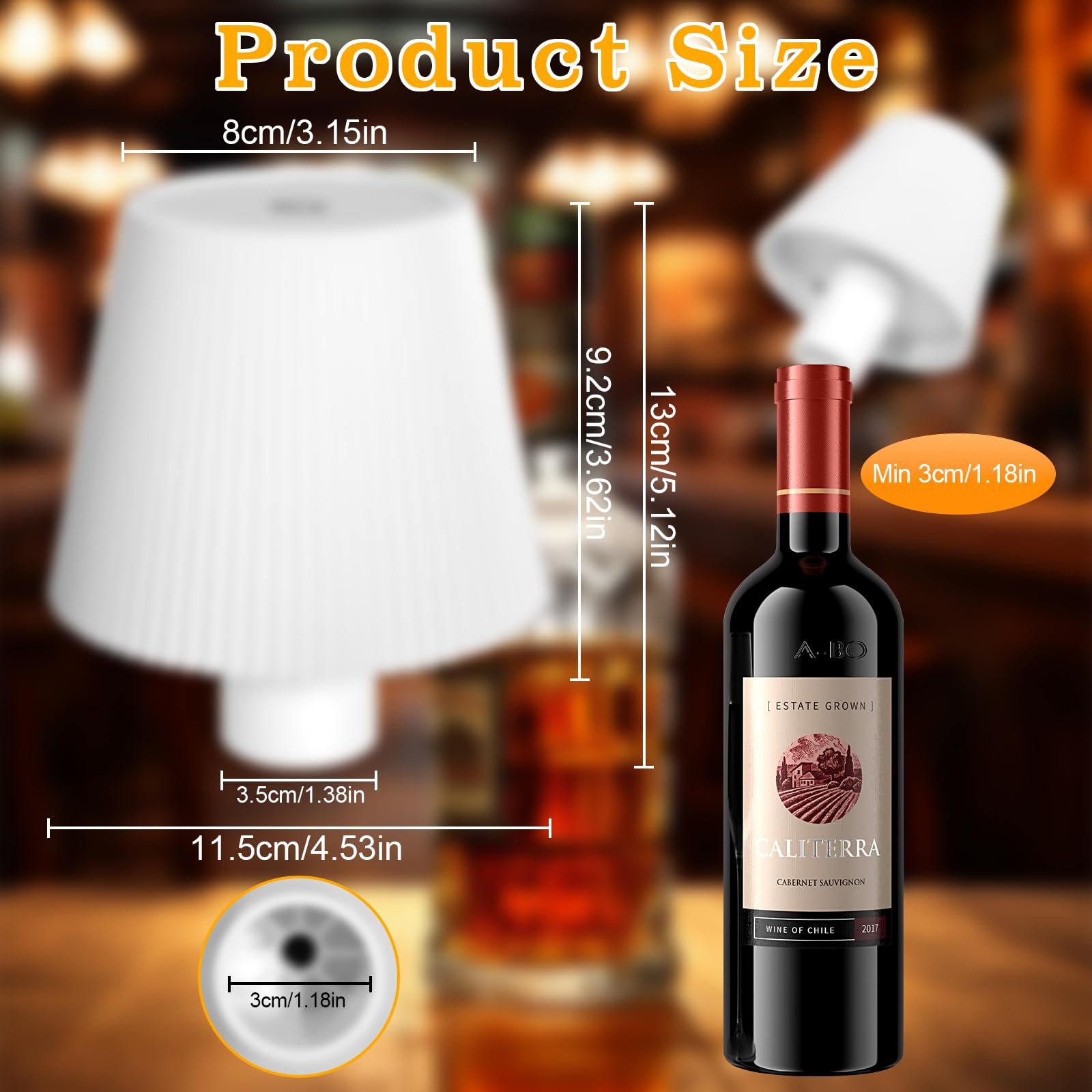 Лампа для пляшок LED White акумуляторна, з регулюванням яскравості, сенсорна, 3 режими, водонепроникна, металева., фото №3