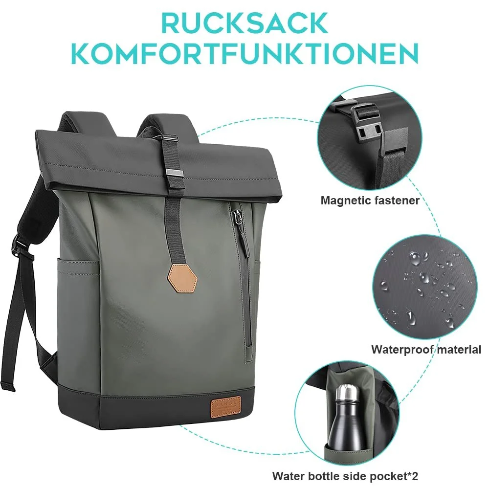 Рюкзак BANGE Rolltop Large Capacity Waterproof Green Classic, фото №4 Рюкзак BANGE Rolltop Large Capacity Waterproof Green Classic, фото №4