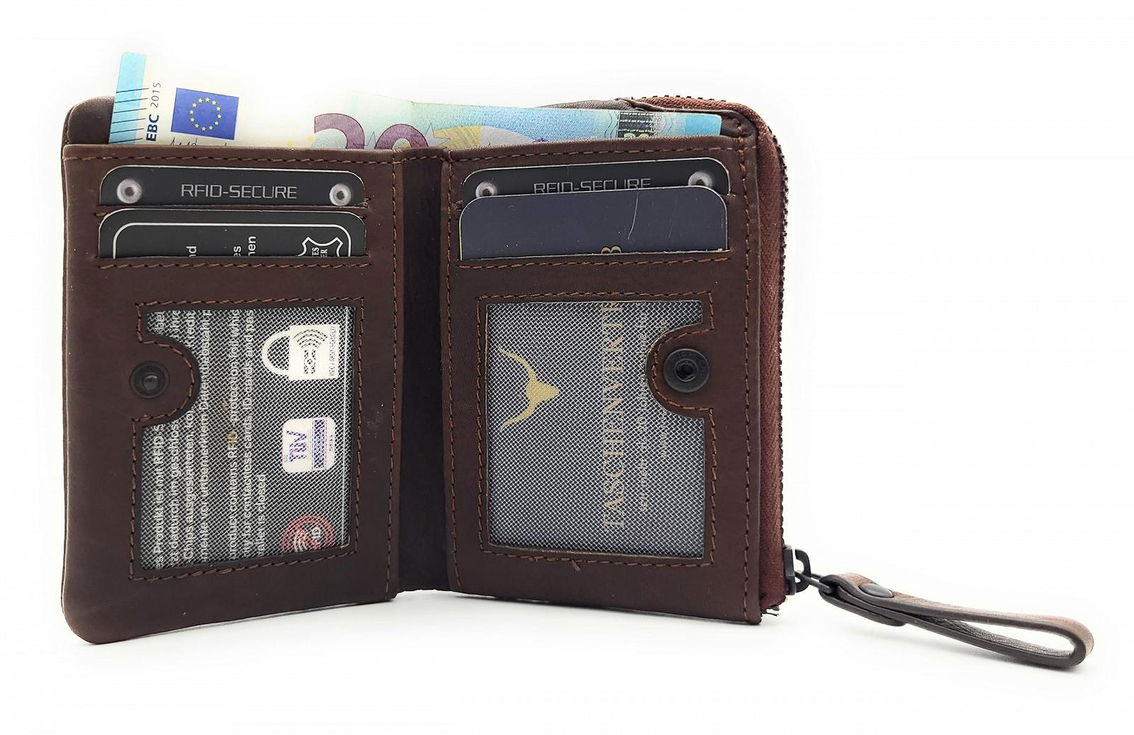 Кошелек Lemasi Маленький Из натуральной кожи С RFID защитой Рисунок лошади, Вощеная коровья кожа, коричневый, Современный, фото №2