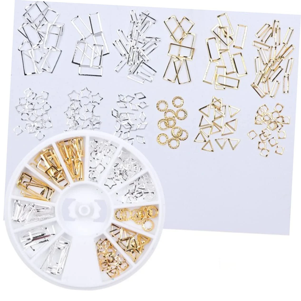Заклепки Healeved 4 коробки для манікюру, золоті прикраси, 3D, фото №6 Заклепки Healeved 4 коробки для манікюру, золоті прикраси, 3D, фото №6