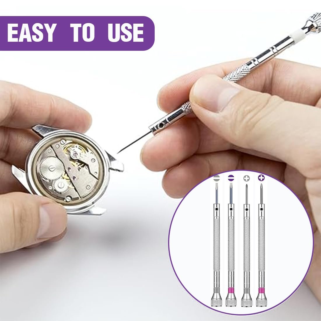 Набір EODKSE Інструмент годинникового майстра, 4 шт. викрутки (1,4-1,6 мм), фото №2 Набір EODKSE Інструмент годинникового майстра, 4 шт. викрутки (1,4-1,6 мм), фото №2
