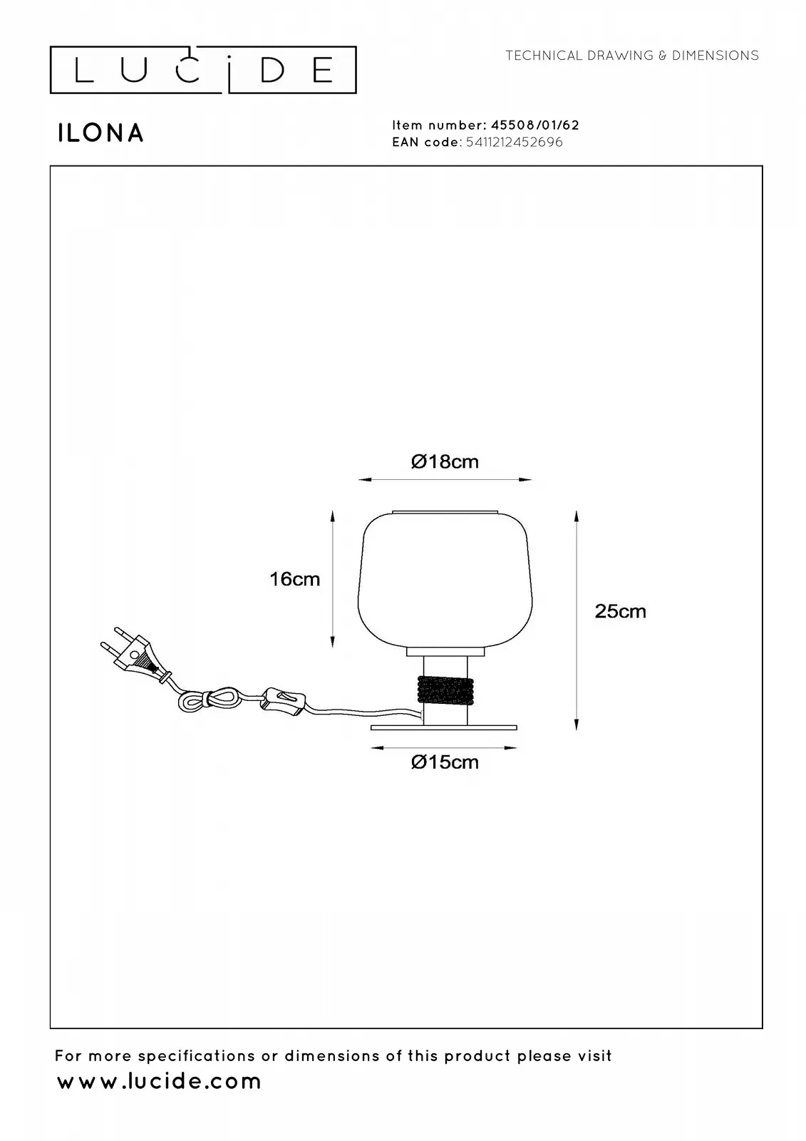 Настільна лампа LUCIDE Ilona 18 см 1 x E27 Янтарний, фото №6
