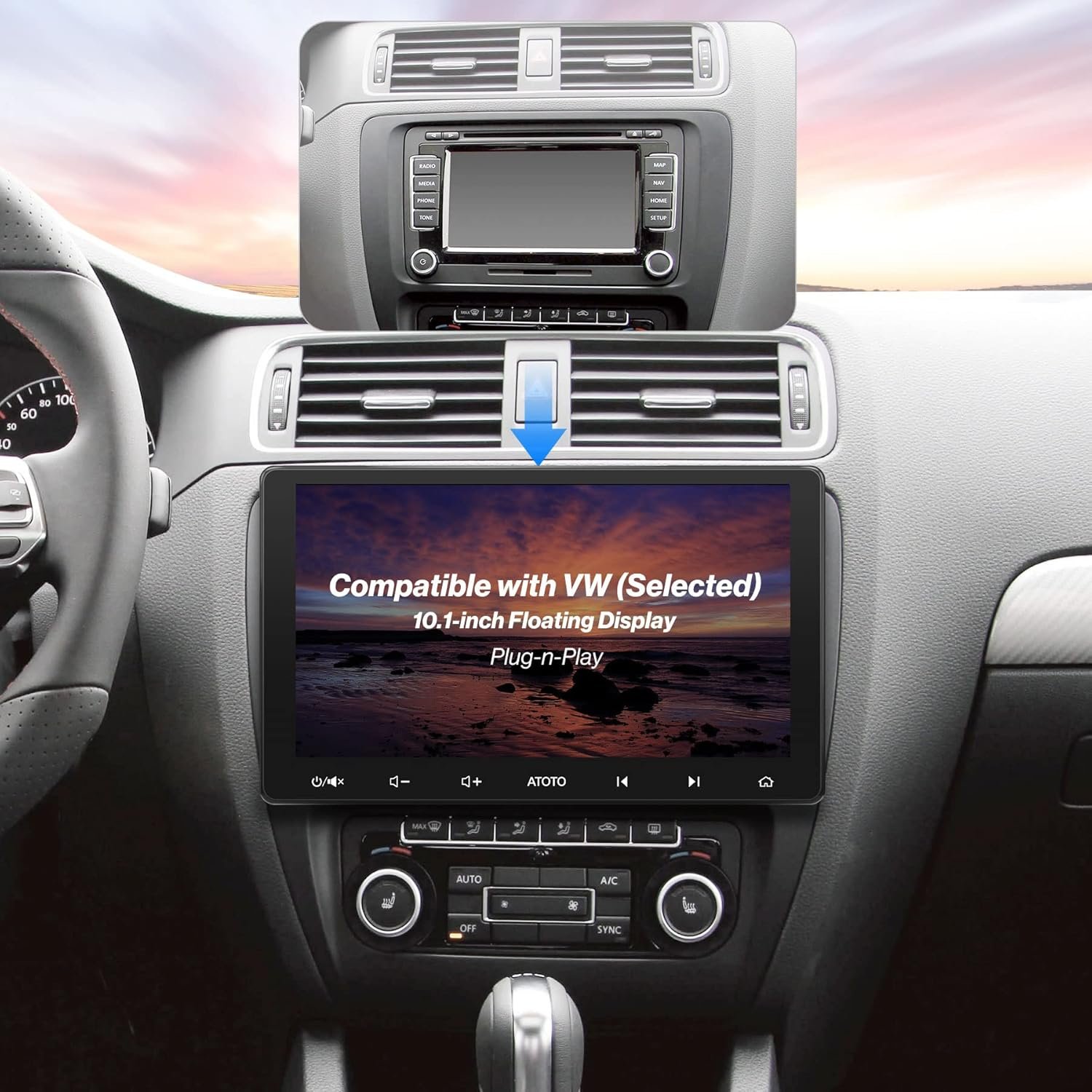 Штатная автомагнитола ATOTO S8 для Volkswagen / 10.1" / Сенсорная / 3/32Гб / Android 10 / Apple CarPlay / Android Auto / Bluetooth / WI-FI / GPS / AUX, фото №2