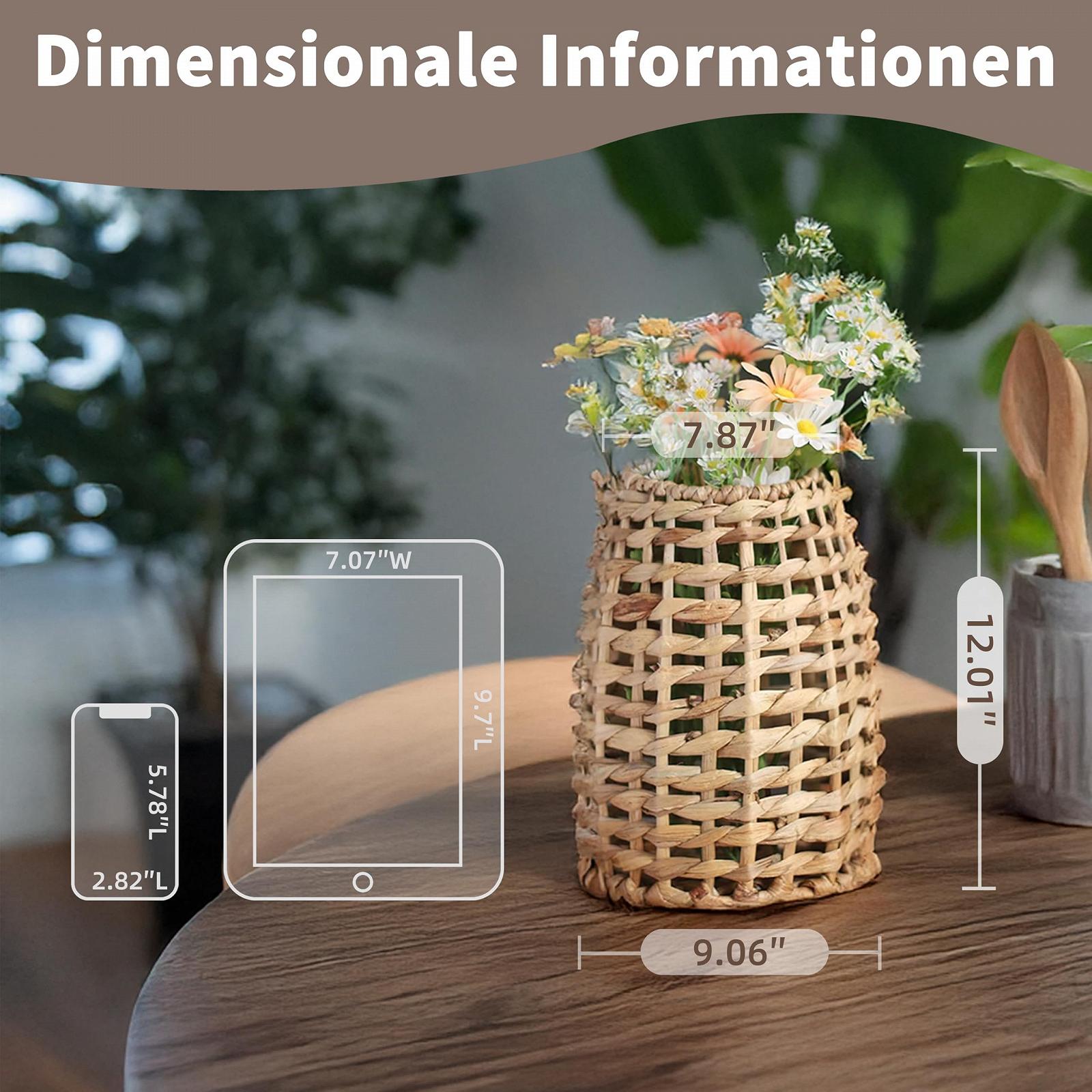 Підвісний кошик GYASVWU плетений водний гіацинт з ручкою, фото №3 Підвісний кошик GYASVWU плетений водний гіацинт з ручкою, фото №3