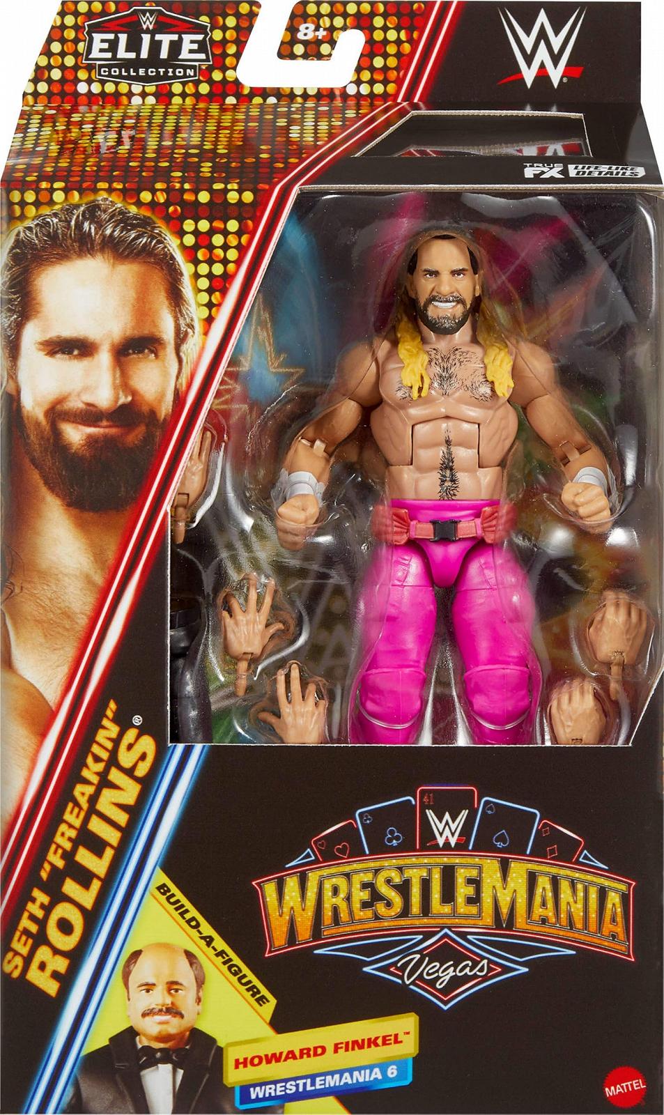 Екшн-фігурка Mattel WWE Elite Collection, Seth Freakin' Rollins, WrestleMania, з компонентами Howard Finkel, JCJ51, багатокольоровий, фото №2