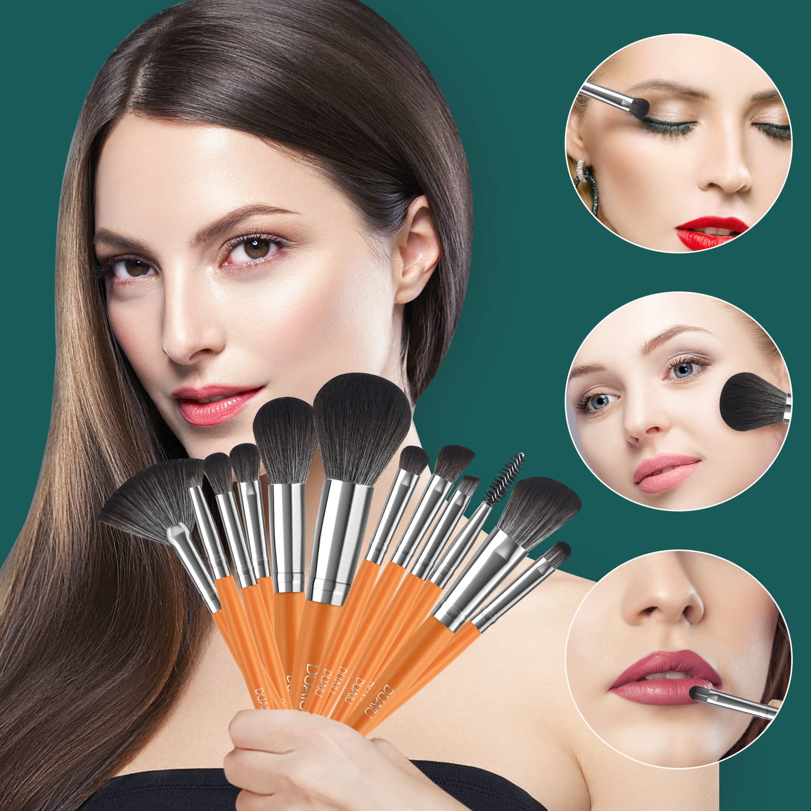 Набір пензлів DUAIU Make Up Brush Set 12 шт, професійний, з сумкою, для тіней, губ, рум'ян, фото №5