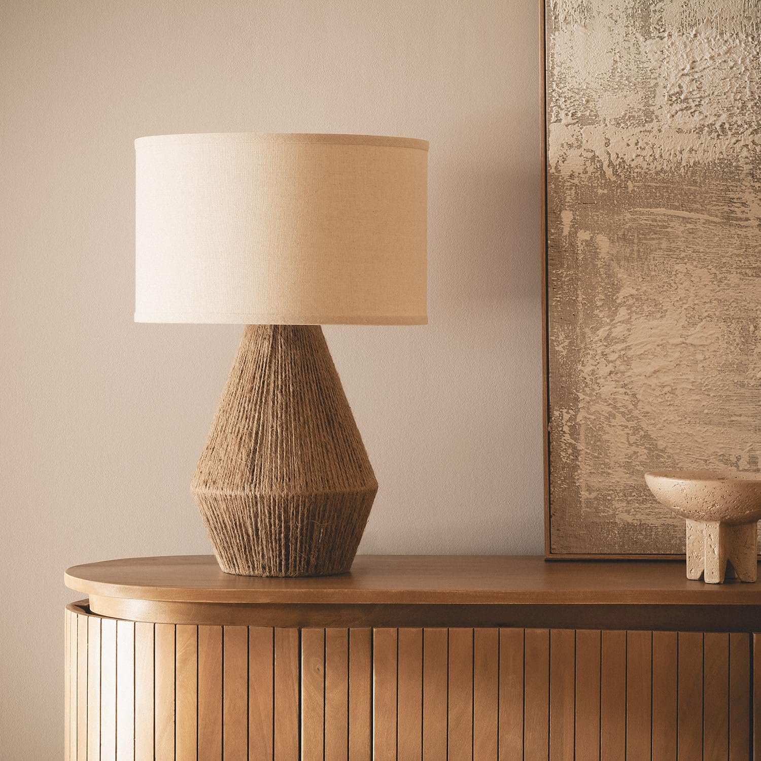 Настільна лампа LEDKIA LIGHTING Dione LED Натуральна мотузка та льон E27 IP20 Лляний бежевий, фото №7