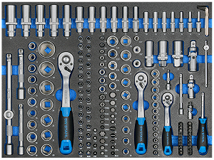 Набор для тележки SW-Stahl, головки 1/4", 3/8", 1/2", с трещотками, 171 предмет - Фото 1