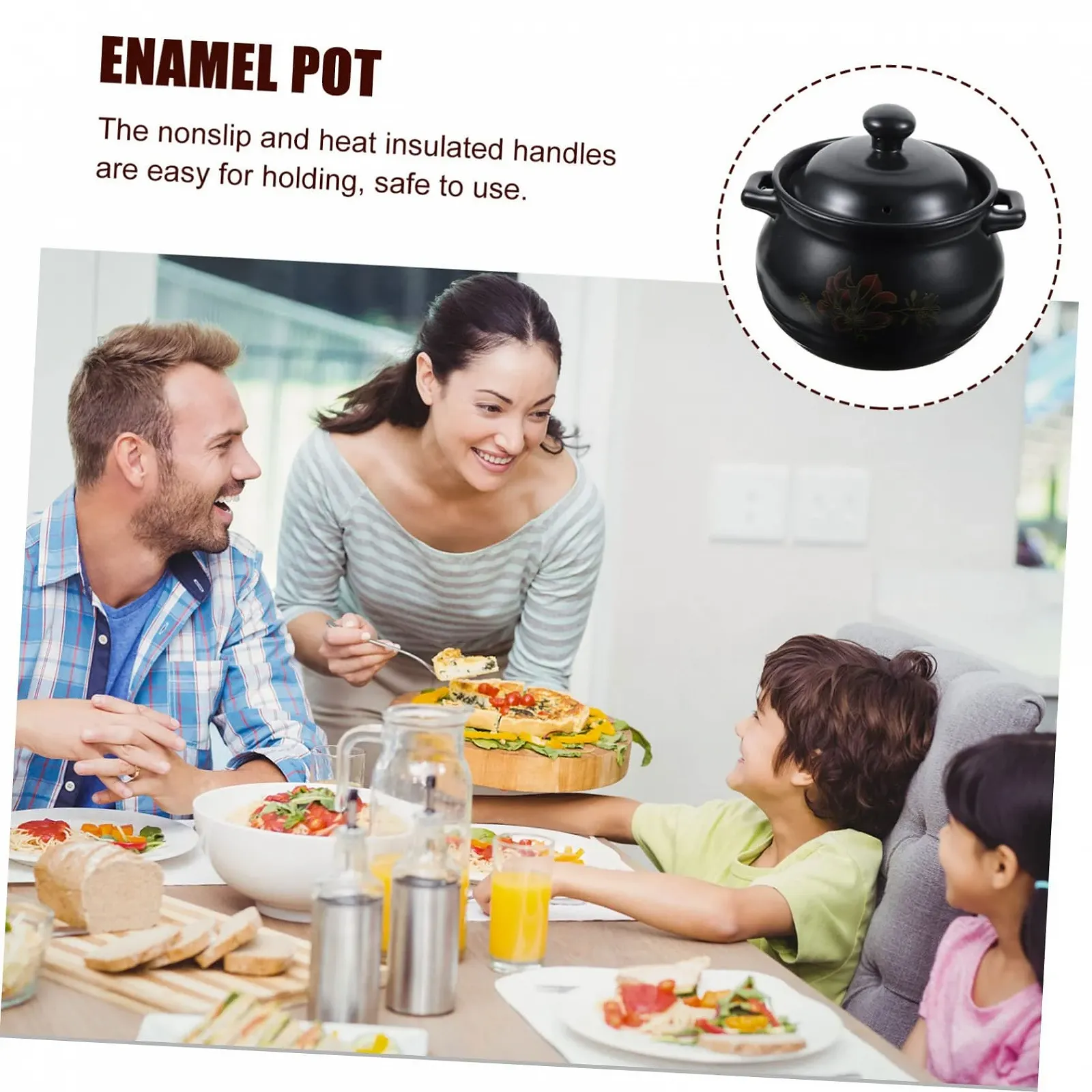 Супница Keramik 2 л термостойкая с ручкой Black, фото №8