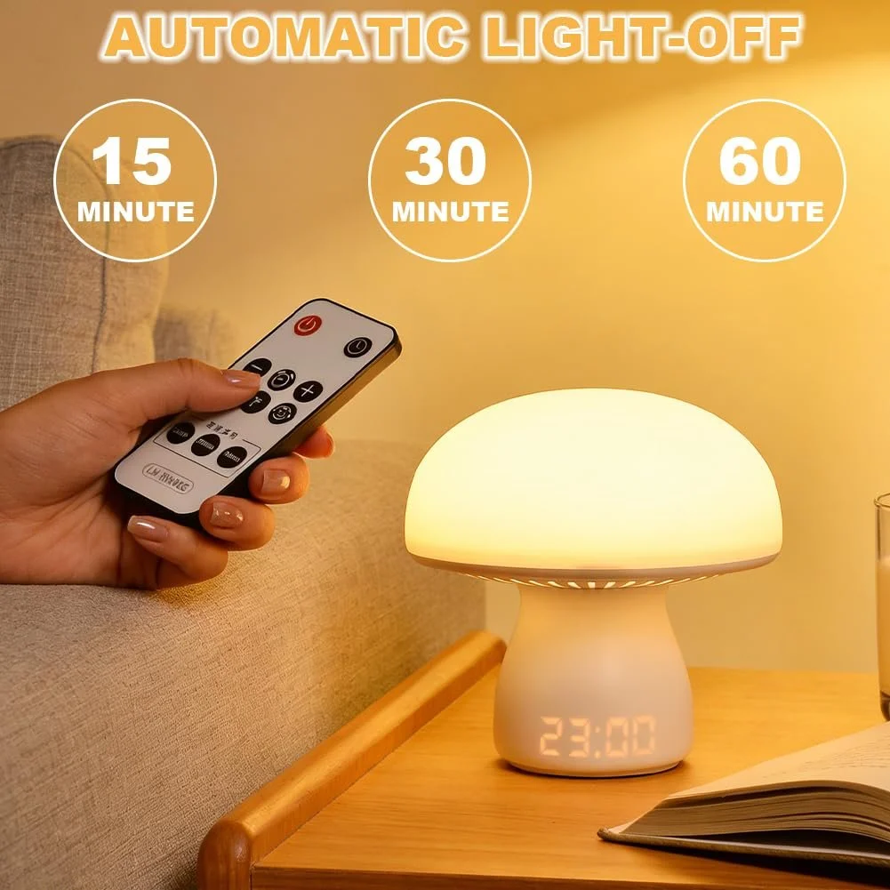 LED Настільна лампа Mushroom Lamp Wireless Touch Dimmable Clock 3600 mAh, фото №6
