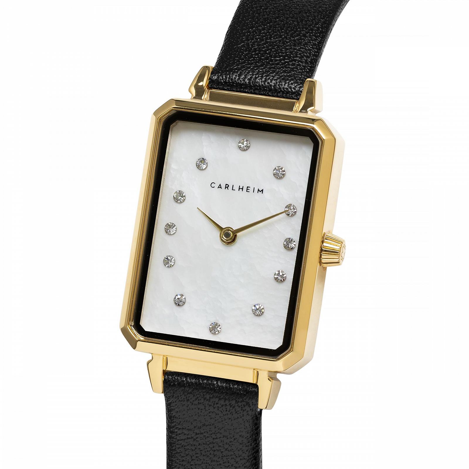 Жіночий годинник Carlheim Mila Petite Square 2620, білий перламутр, золотий, Classic, фото №2