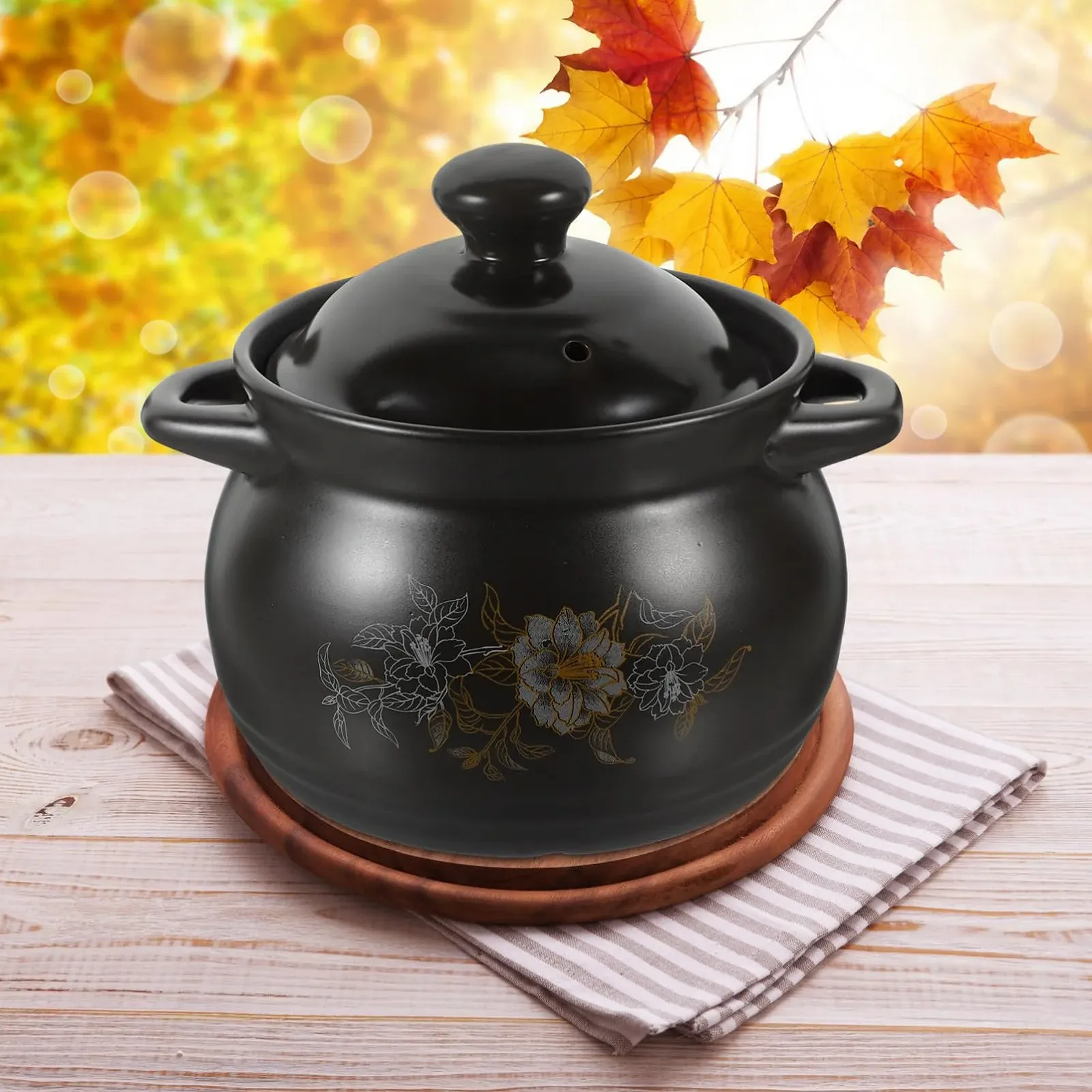 Кастрюля GALPADA керамическая многофункциональная с ручкой и крышкой, фото №8