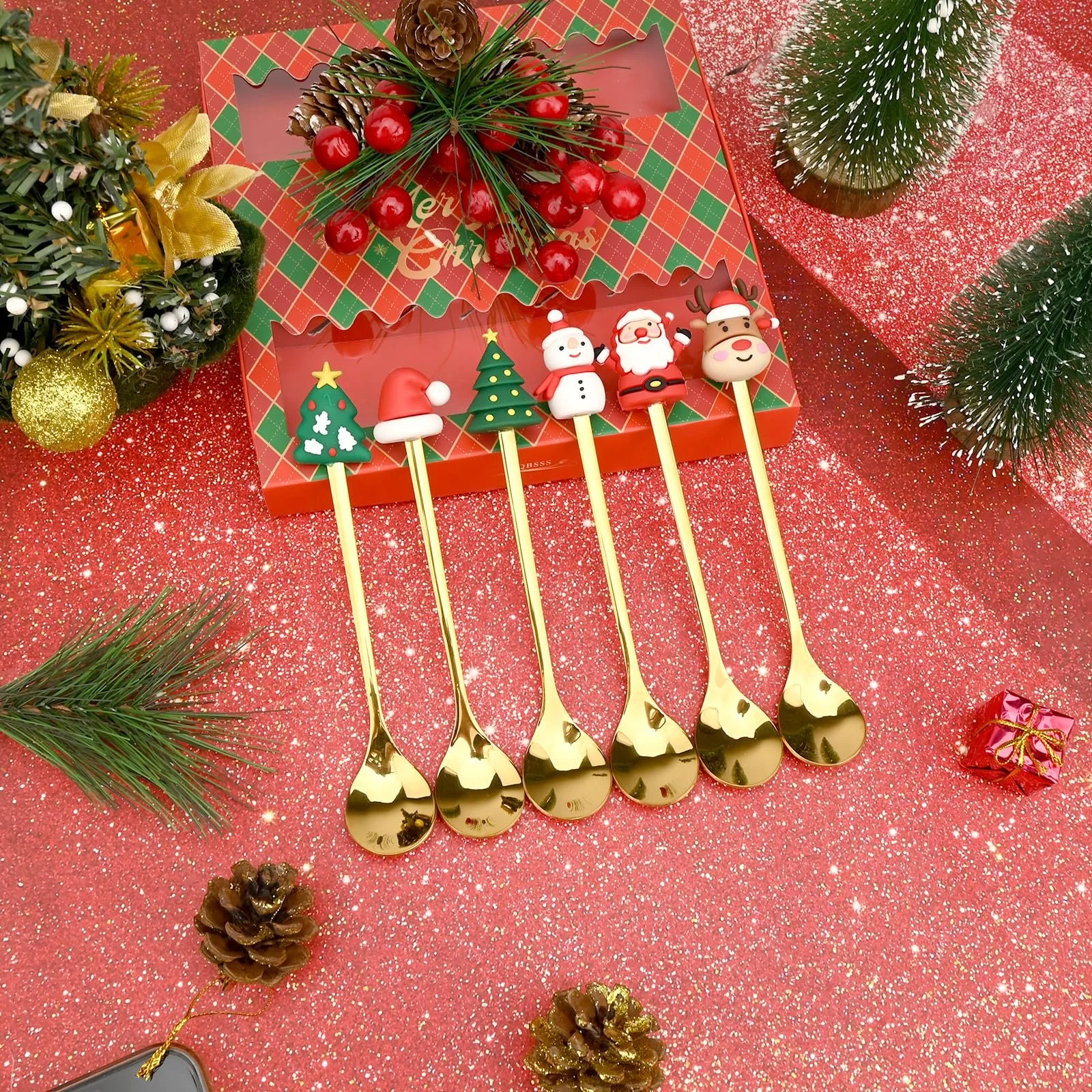 Набір з 6 різдвяних кавових ложок, фото №5