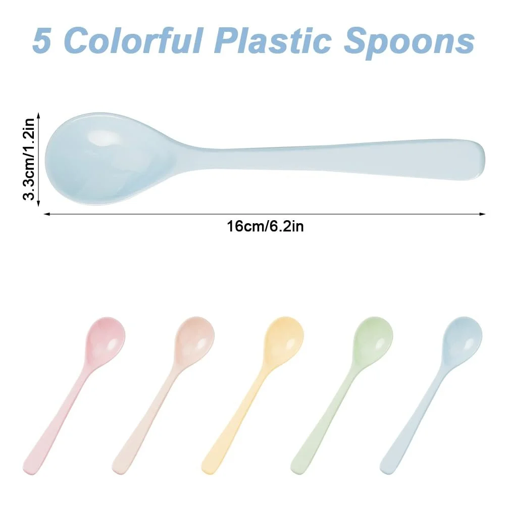 Набір довгих ложок 5 шт, різнокольорові, пластикові, фото №2 Набір довгих ложок 5 шт, різнокольорові, пластикові, фото №2