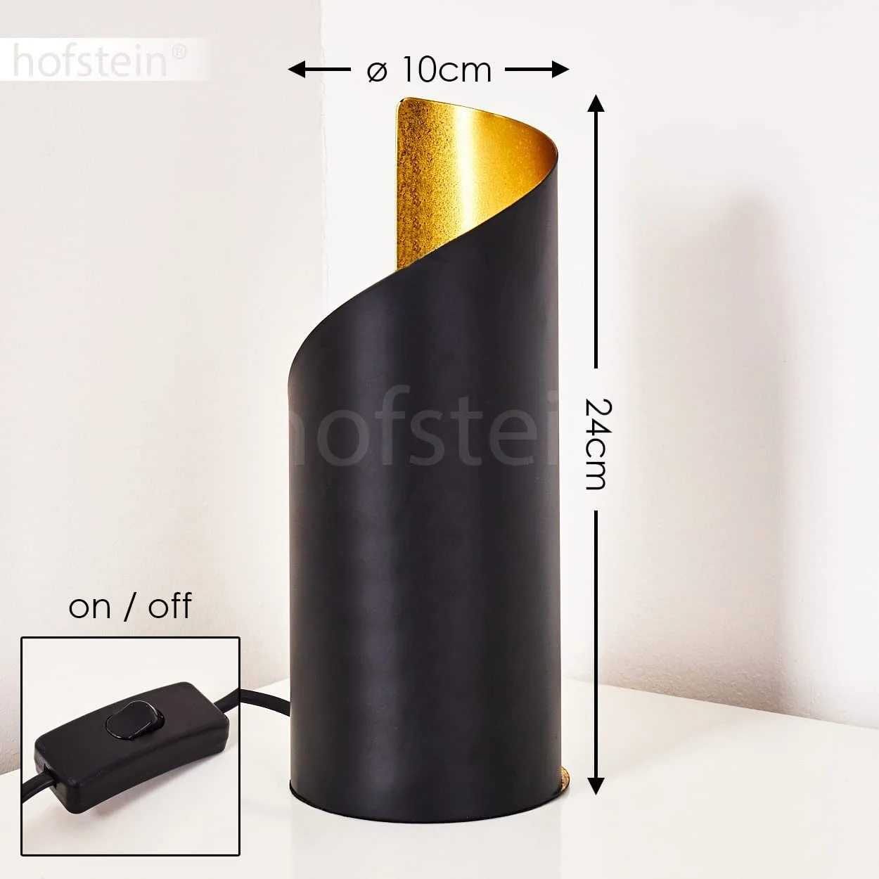 Настільна лампа Yahuma сучасна металева приліжкова ретро 1 x E14 з вимикачем на кабелі Чорно-золота, фото №3