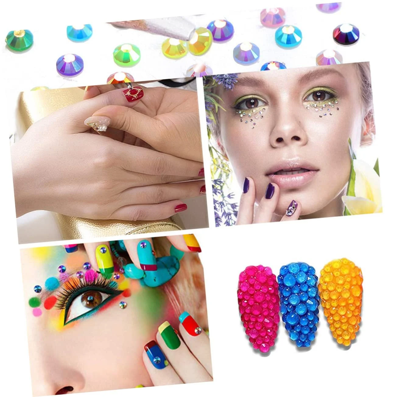 Украшения для ногтей (1 коробка) Стразы Подвески для ногтей Аксессуары для дизайна ногтей Плоские бриллианты Смола, фото №2