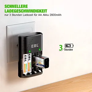 Зарядний пристрій для акумуляторів EBL LED Plug Charger synthetic.ua - Фото 1