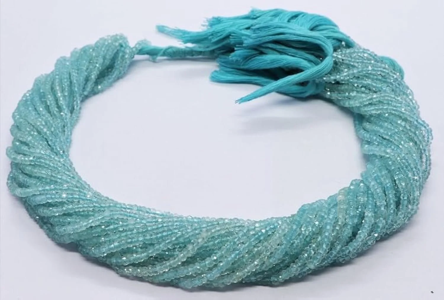 Бусины Аквамарин Натуральный рондель граненые 3-3.5 мм, нить длиной 33 см, камень для изготовления ювелирных изделий для ожерелья и браслета, фото №1