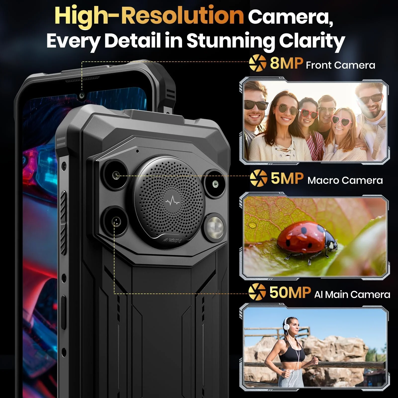 Смартфон FOSSiBOT F110Pro 5G Android 15 128 dB 10000 мАч 20GB/128GB 6.745" 50MP Orange, фото №5 Смартфон FOSSiBOT F110Pro 5G Android 15 128 dB 10000 мАч 20GB/128GB 6.745" 50MP Orange, фото №5