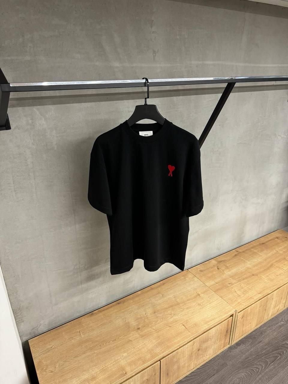 Мужская черная футболка Ami брендовая люксовая ами, фото №8 Мужская черная футболка Ami брендовая люксовая ами, фото №8