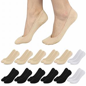 Носки ZOCONE Женские Хлопковые Ankle No Show Invisible с Нескользящим Силиконом Дышащие для Балерин Лоферов (34-38) - Фото 1