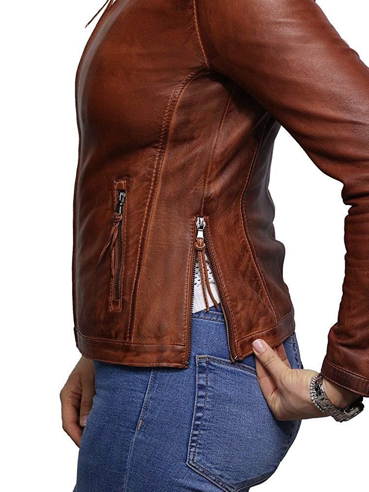 Куртка шкіряна жіноча BRANDSLOCK Biker Lammfell Vintage, фото №5