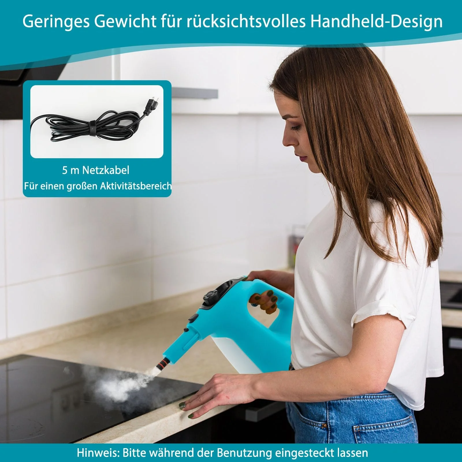 Ручний пароочисник RELAX4LIFE 1500 Вт 400 мл з 13 аксесуарами Синій, фото №6