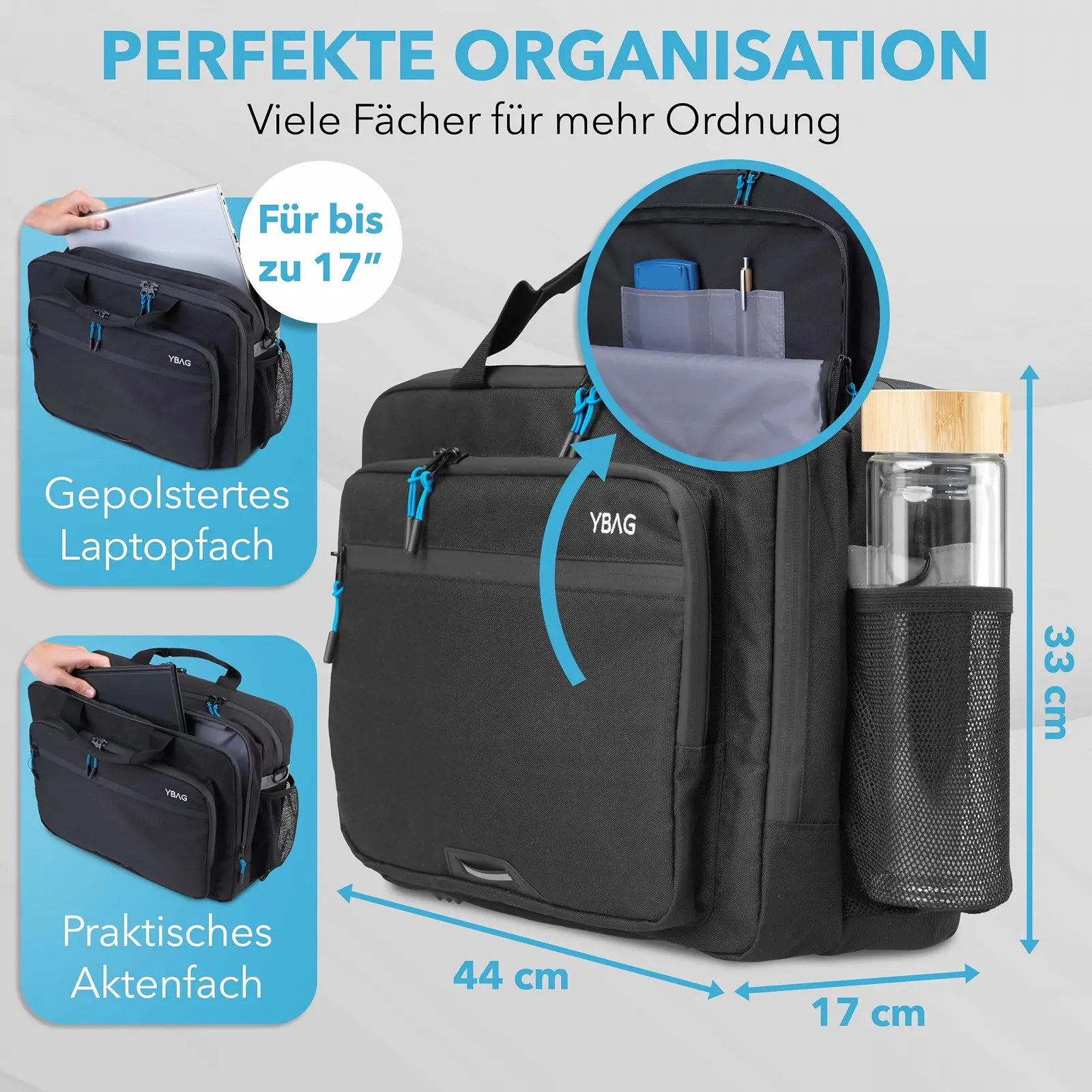 Велосипедна сумка для ноутбука YBAG Commuter на багажник з 4 відділеннями та дощовиком, фото №3 Велосипедна сумка для ноутбука YBAG Commuter на багажник з 4 відділеннями та дощовиком, фото №3