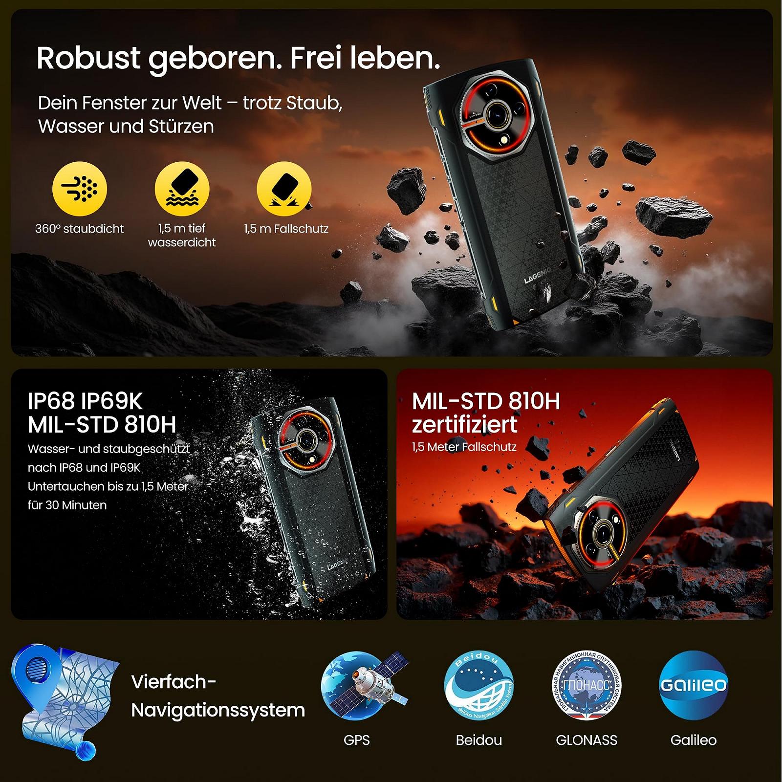 Защищенный смартфон LAGENIO Panther 2 Pro Android 15 24GB RAM 256GB ROM/1TB 50MP + 8MP 6.7" HD+ 120Hz 5150mAh/18W Dual 4G SIM NFC GPS OTG, фото №9