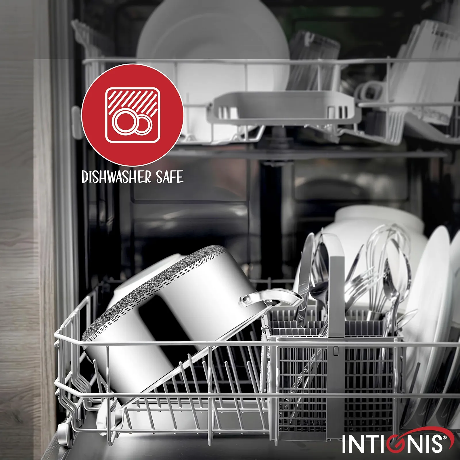 Каструля-кесероль Edelstahl 5 л 24 см з нержавіючої сталі з кришкою антипригарна, фото №6