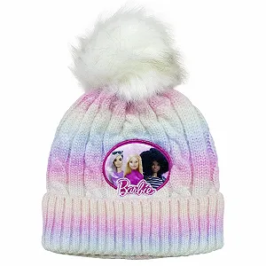 Шапка вязаная зимняя для девочек SUN CITY Barbie 6960 с помпоном - Фото 1
