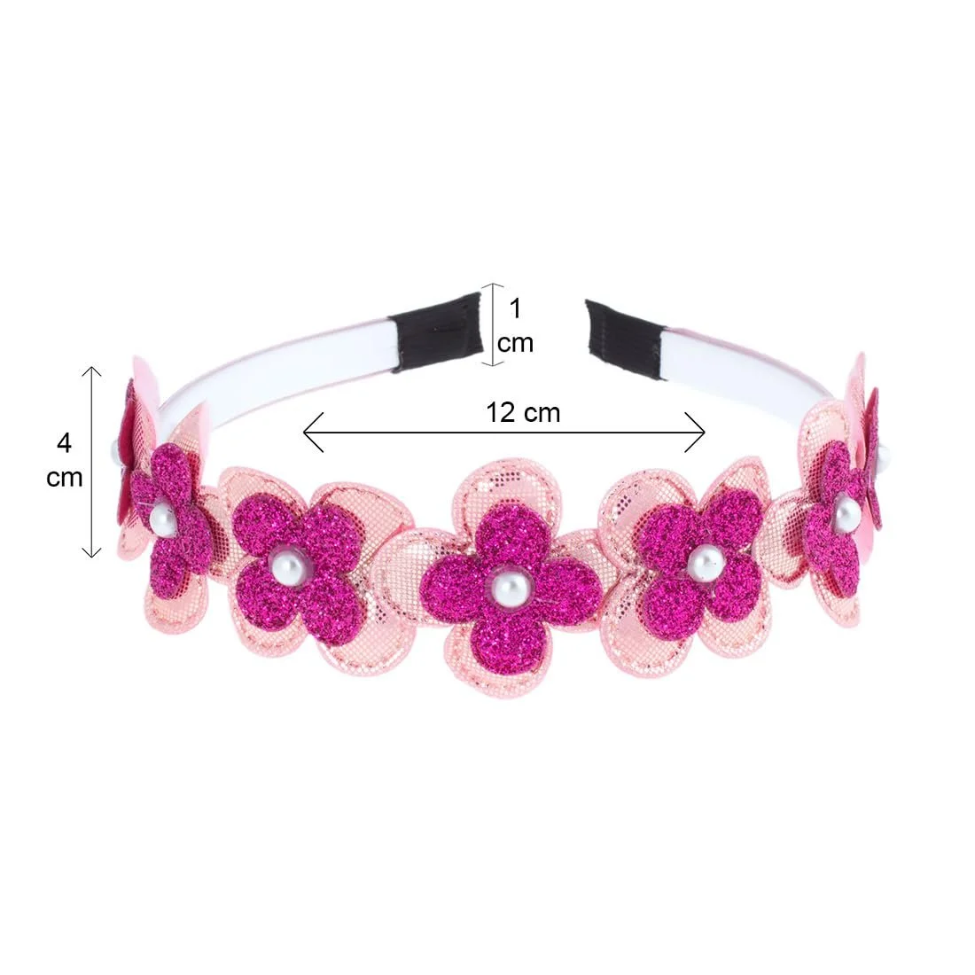 Обруч для девочек с блестящими цветами и жемчугом., фото №4