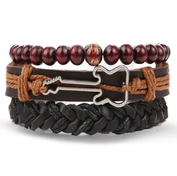 Набір браслетів з екошкіри гітара, фото №1