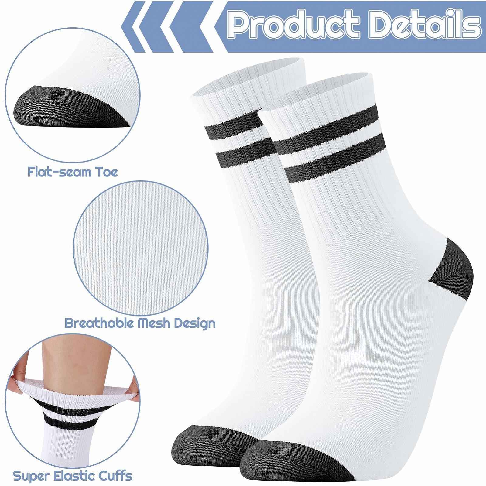 Носки теннисные женские 6 пар, 38-42, носки спортивные хлопковые разноцветные ретро теннисные спортивные носки в полоску, фото №3