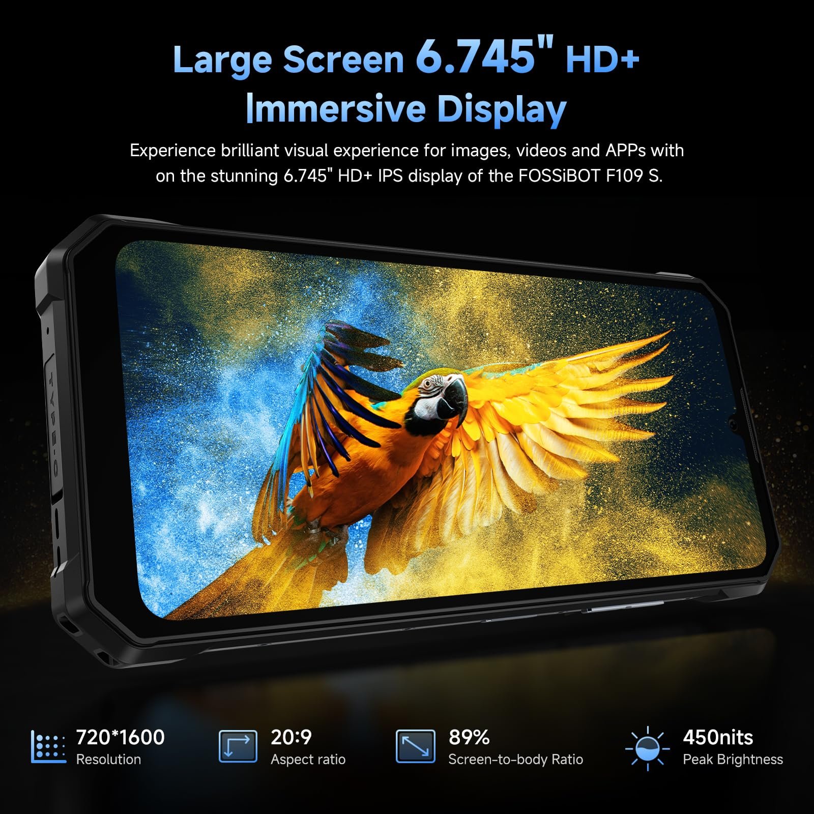 Смартфон FOSSiBOT F109S 24GB + 256GB 10600 мАг 6.75" FHD+ 1.32" 50 Мп IP68/IP69K Blue Dual Screen, фото №10