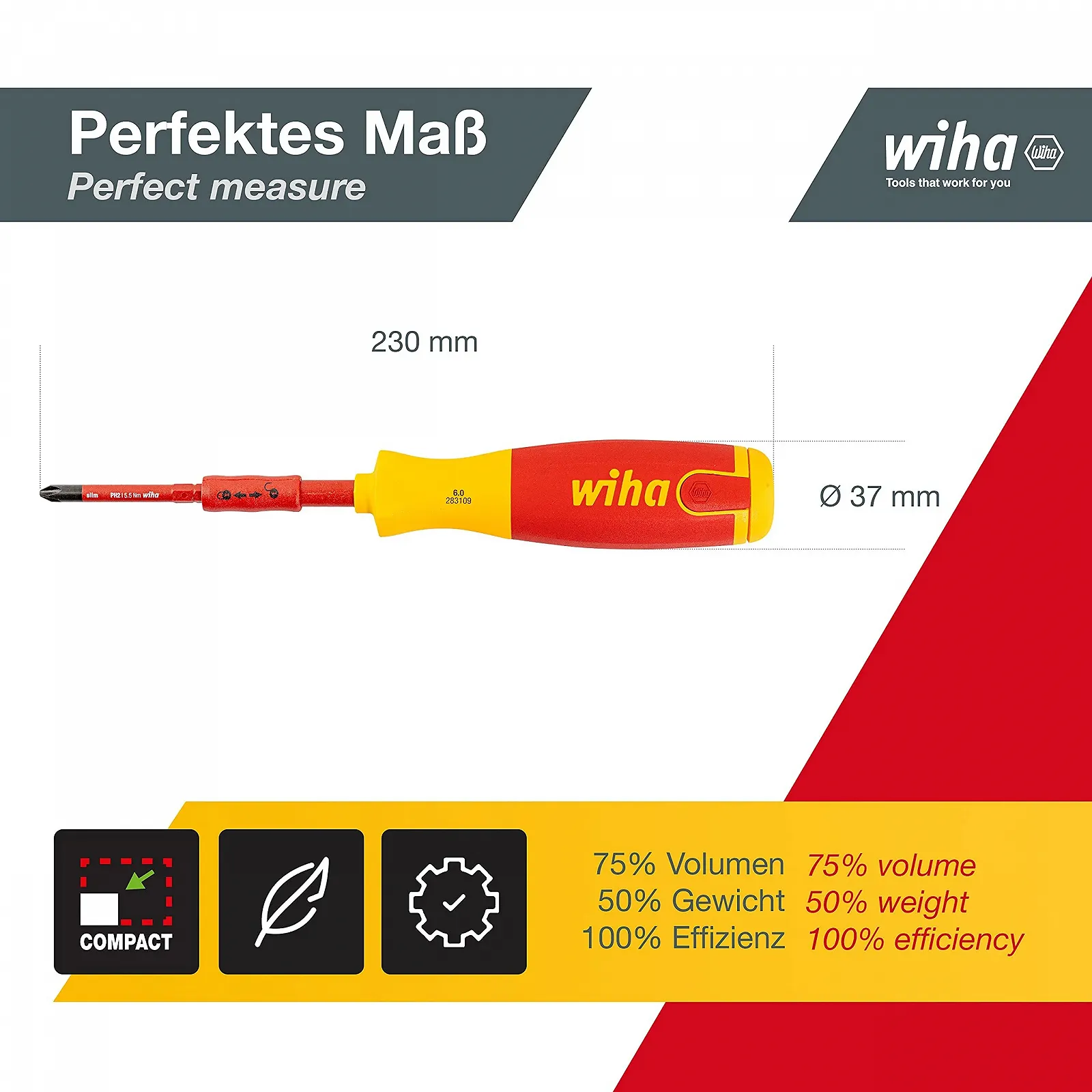 Викрутка Wiha LiftUp Electric 38612 Phillips, Slot з 6 бітами SlimBits у блістері VDE, фото №6