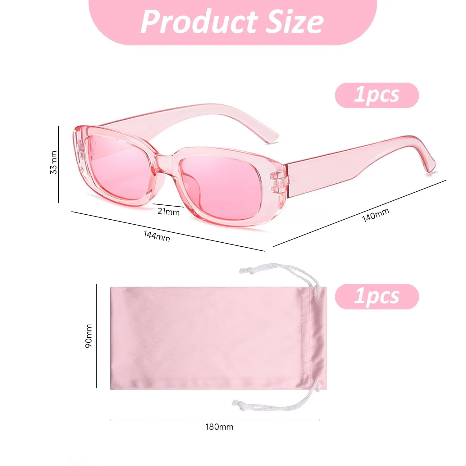 Солнцезащитные Очки CVFRTT Прямоугольные Ретро Розовые, фото №2