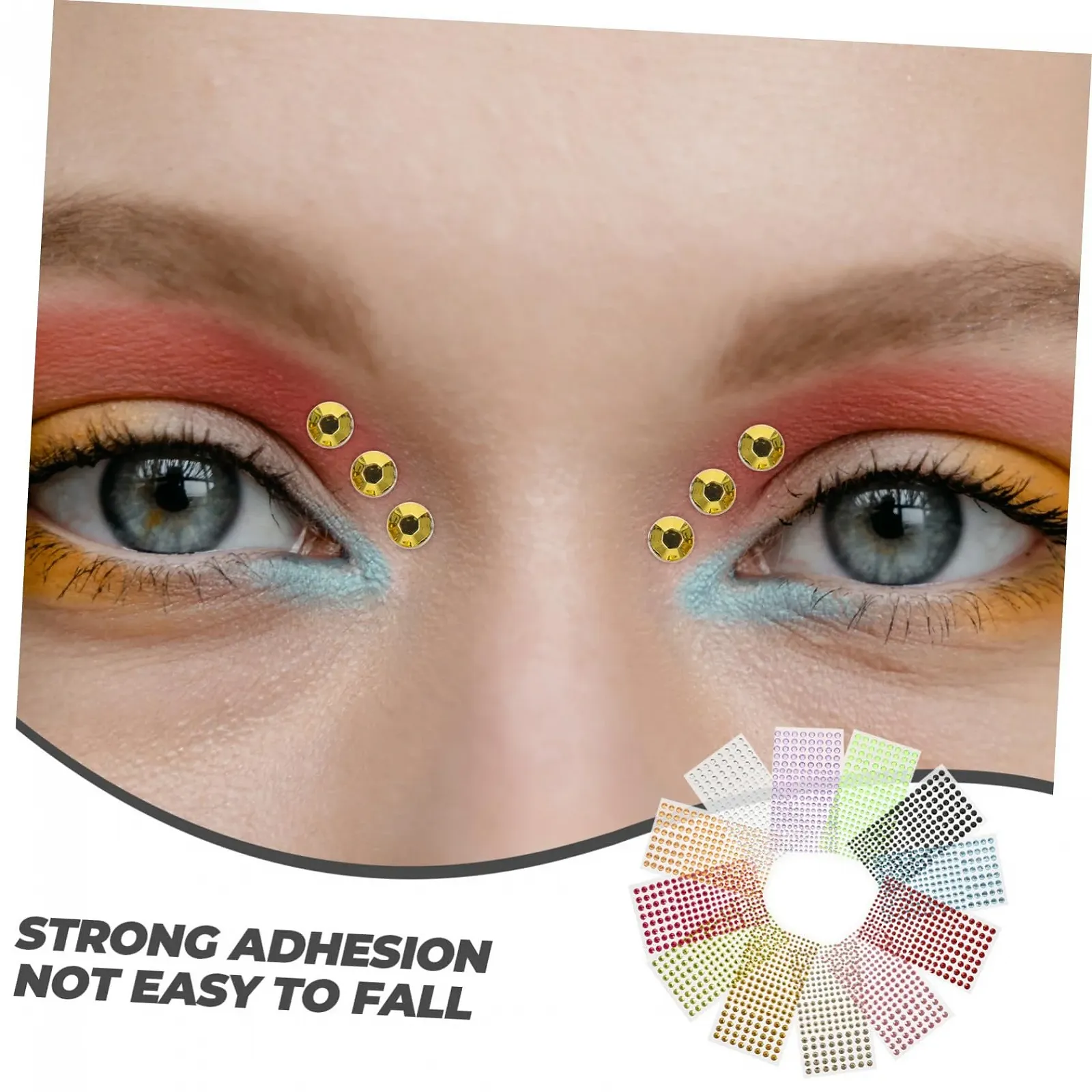Стразы FOMIYES самоклеящиеся, 12 листов, для макияжа лица, наклейки для глаз, лба и украшения тела, фото №7