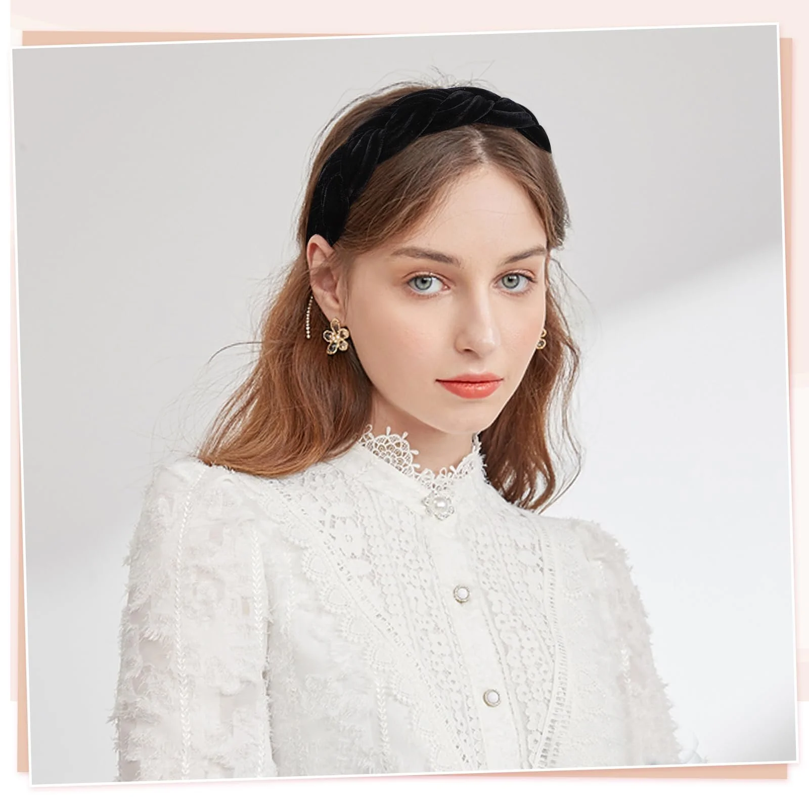 Обруч для волосся плетений Оксамитовий Чорний, фото №6