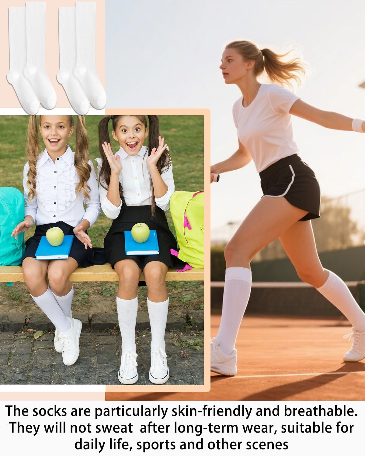 Женские гольфы до колена Белые, фото №4