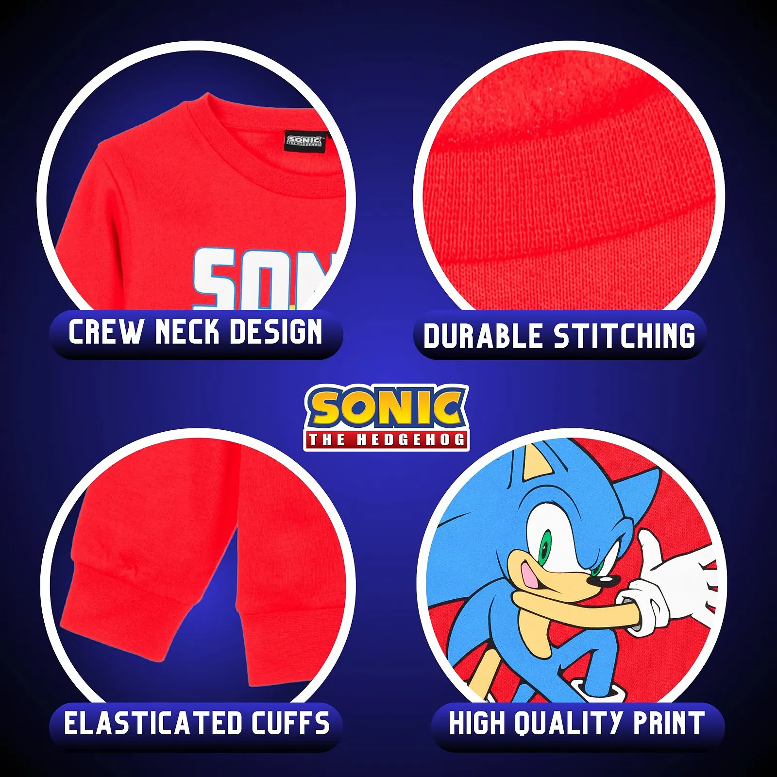 Світшот Sonic The Hedgehog Sonic Design для хлопчиків, фото №5 Світшот Sonic The Hedgehog Sonic Design для хлопчиків, фото №5