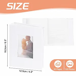 Фотоальбом sourcing map, 10 x 15 см, льняная обложка, маленький фотоальбом, книга на 100 карманов, вмещает 100 фотографий для свадьбы, семьи, годовщины, помолвки, путешествий, белый synthetic.ua - Фото 1